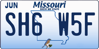 MO license plate SH6W5F