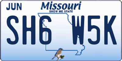 MO license plate SH6W5K