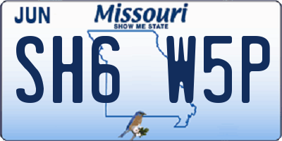 MO license plate SH6W5P