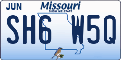 MO license plate SH6W5Q