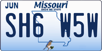 MO license plate SH6W5W