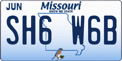 MO license plate SH6W6B