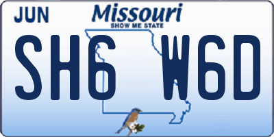 MO license plate SH6W6D