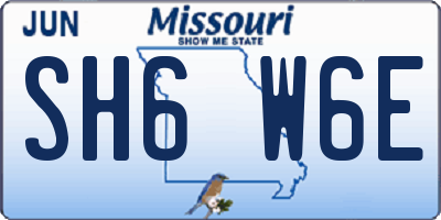 MO license plate SH6W6E