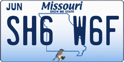 MO license plate SH6W6F