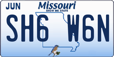 MO license plate SH6W6N