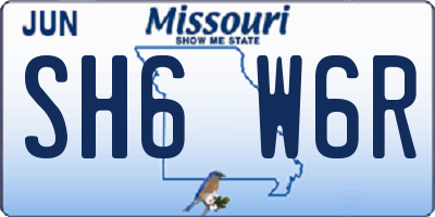 MO license plate SH6W6R