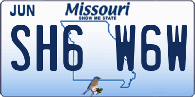 MO license plate SH6W6W
