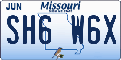 MO license plate SH6W6X