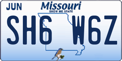 MO license plate SH6W6Z