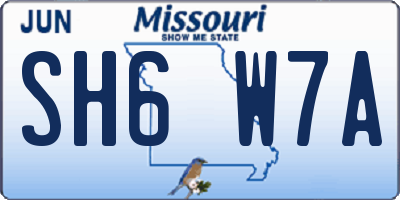 MO license plate SH6W7A