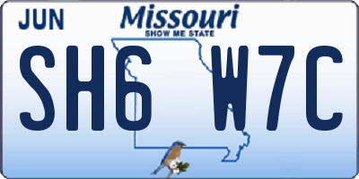 MO license plate SH6W7C