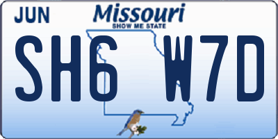 MO license plate SH6W7D
