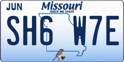 MO license plate SH6W7E