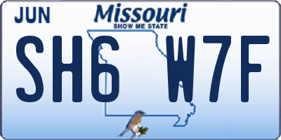 MO license plate SH6W7F