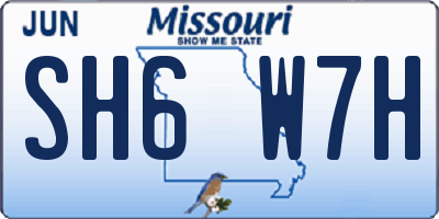 MO license plate SH6W7H