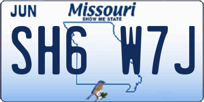 MO license plate SH6W7J