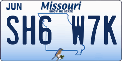 MO license plate SH6W7K