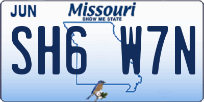 MO license plate SH6W7N