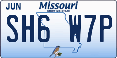 MO license plate SH6W7P