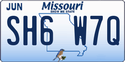 MO license plate SH6W7Q