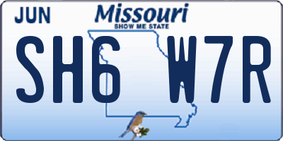 MO license plate SH6W7R