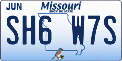 MO license plate SH6W7S