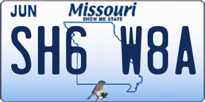 MO license plate SH6W8A