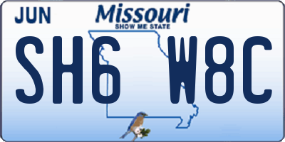 MO license plate SH6W8C