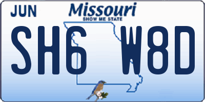 MO license plate SH6W8D