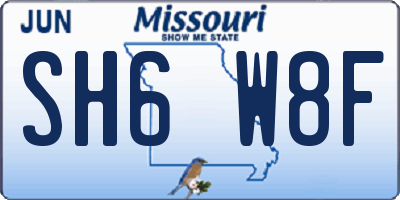 MO license plate SH6W8F