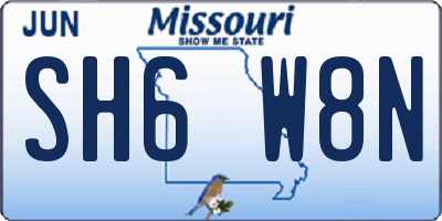 MO license plate SH6W8N