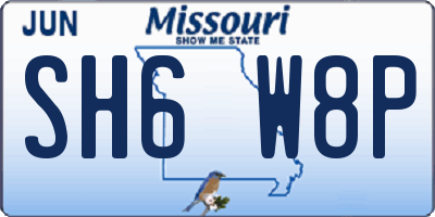 MO license plate SH6W8P