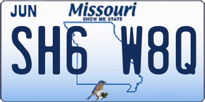MO license plate SH6W8Q