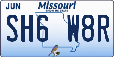 MO license plate SH6W8R