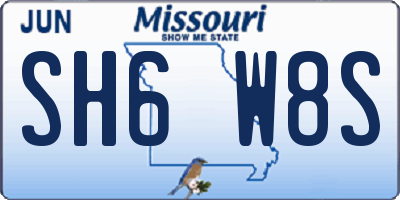 MO license plate SH6W8S