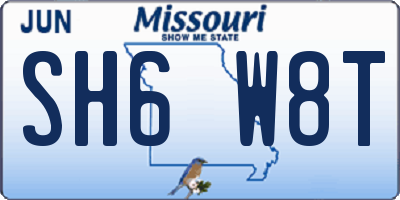 MO license plate SH6W8T