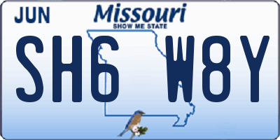 MO license plate SH6W8Y