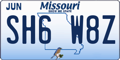 MO license plate SH6W8Z