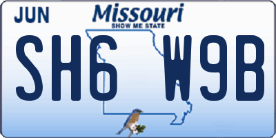 MO license plate SH6W9B