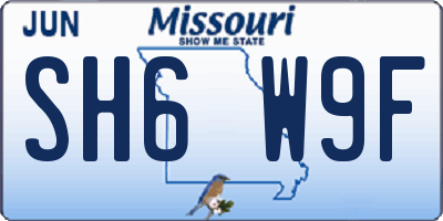 MO license plate SH6W9F