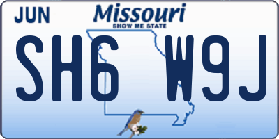 MO license plate SH6W9J