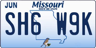 MO license plate SH6W9K