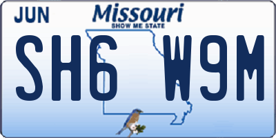 MO license plate SH6W9M