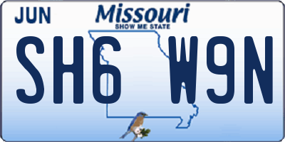 MO license plate SH6W9N
