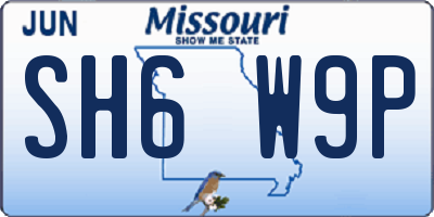 MO license plate SH6W9P