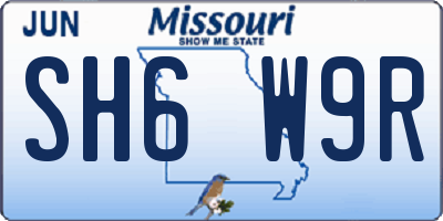 MO license plate SH6W9R