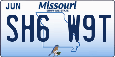 MO license plate SH6W9T