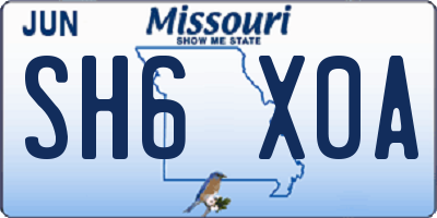 MO license plate SH6X0A