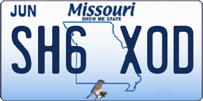 MO license plate SH6X0D